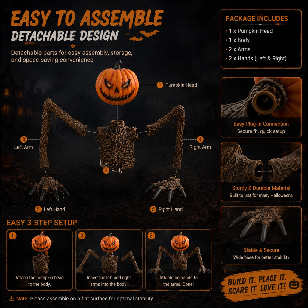 Clearance Halloween Outdoor Decoration Halloween Pumpkin Skull, Scary Ground Breaking Pumpkin Head Decor for Garage Door Yard Patio Porch Haunted House Party