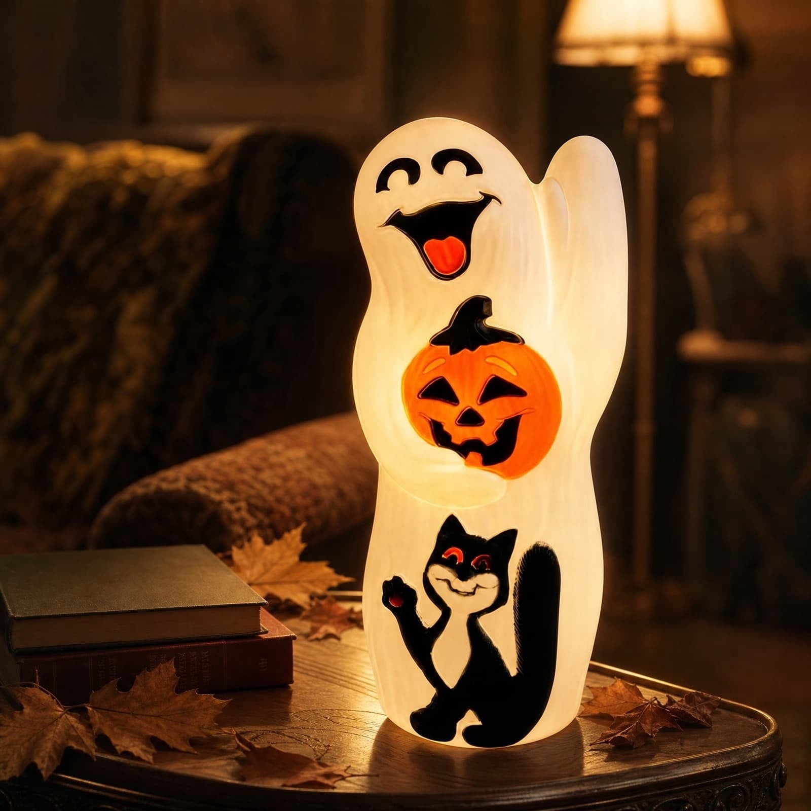 YingYouFu Halloween Blow Mold with Black Cat Night Light, Light Up Halloween Decoration & Prop for Apartment, Home & Office