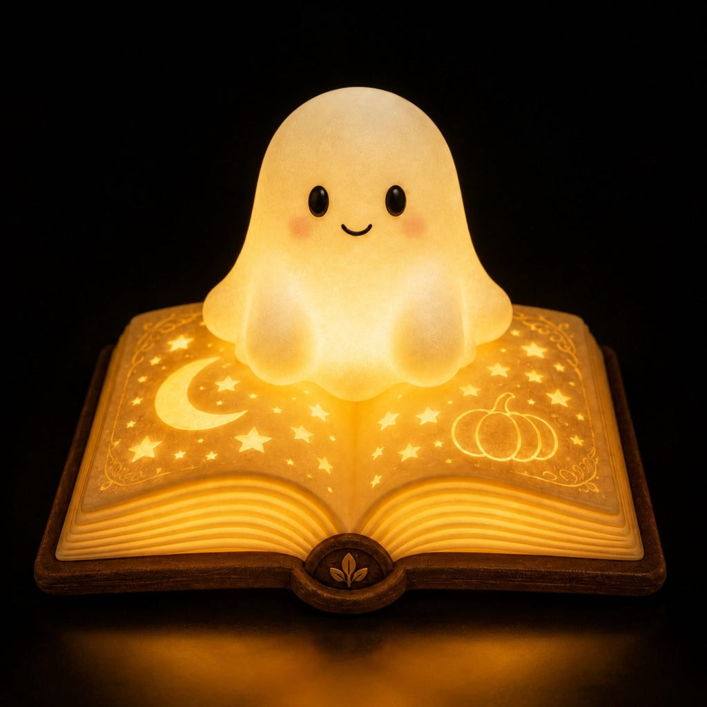 Clearance Halloween Ghost Bubble Bath Lamp, Cute Bathtub Ghost Night Lights for Halloween Decor, Reading Books Nightlight, Halloween Decorations for Indoor Readers & Book Lover Desk Home Party Gifts