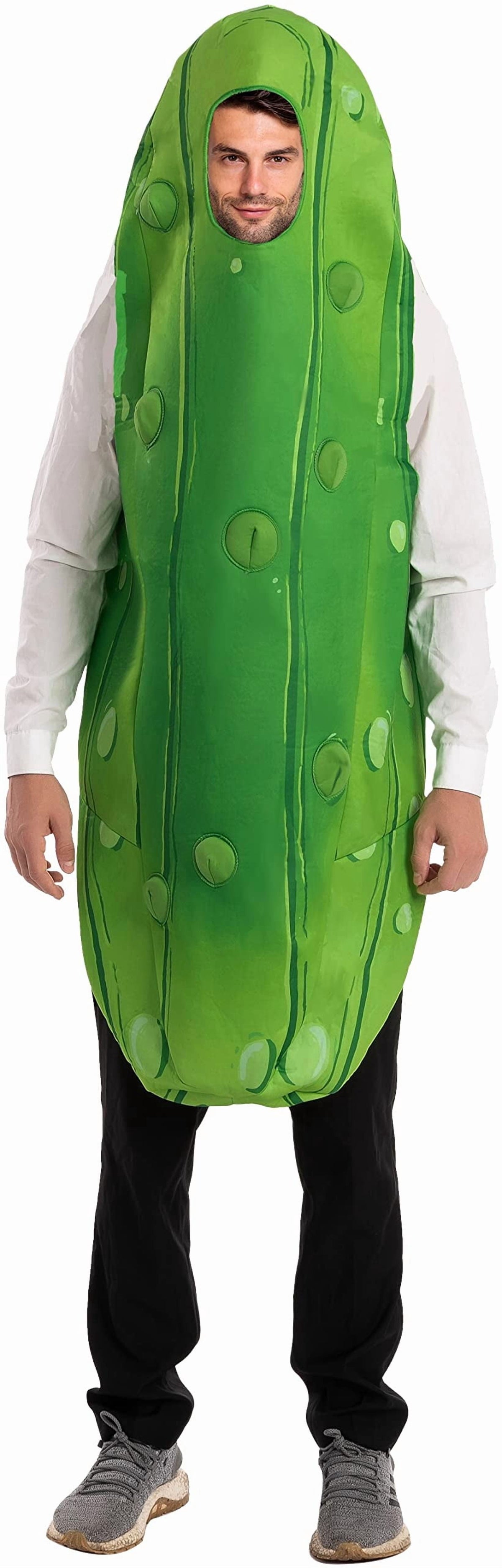 Joyfy Halloween Pickle Costume for Adult, Unisex Food Costume, Funny Costume for Men, Fruit Jumpsuit for Halloween Fancy Dress Costume