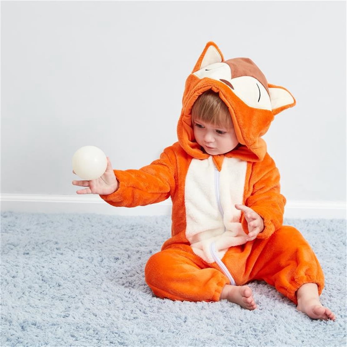 WIBACKER 0-3T Unisex Baby Animal Costume Winter Autumn Flannel Hooded Romper Christmas and Halloween Panda Cosplay Jumpsuit