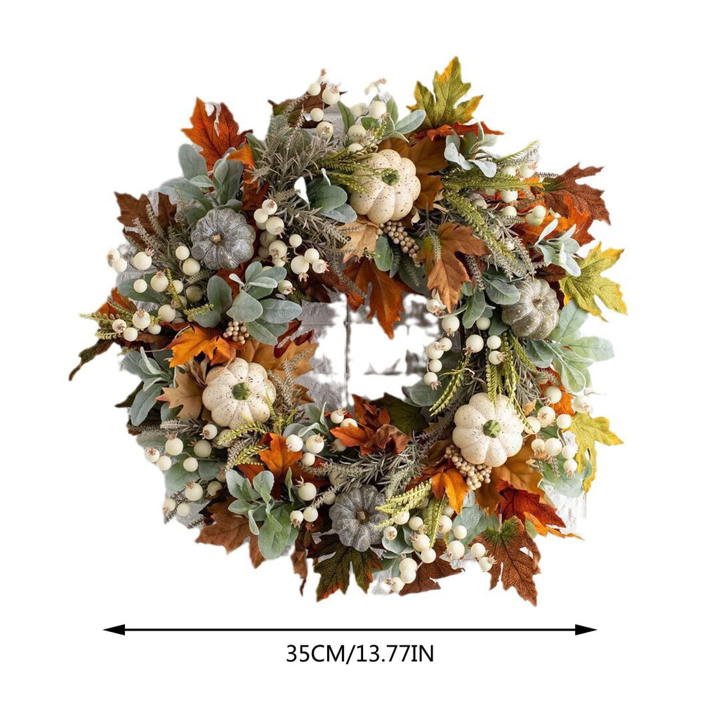 Fall Peony and Pumpkin Wreath for Front Door - Thanksgiving Wreath, Year Round Durable Farmhouse Wreath with Maple Leaves, Berries, Pinecones, and Pumpkins for Thanksgiving, Halloween, Home Decor