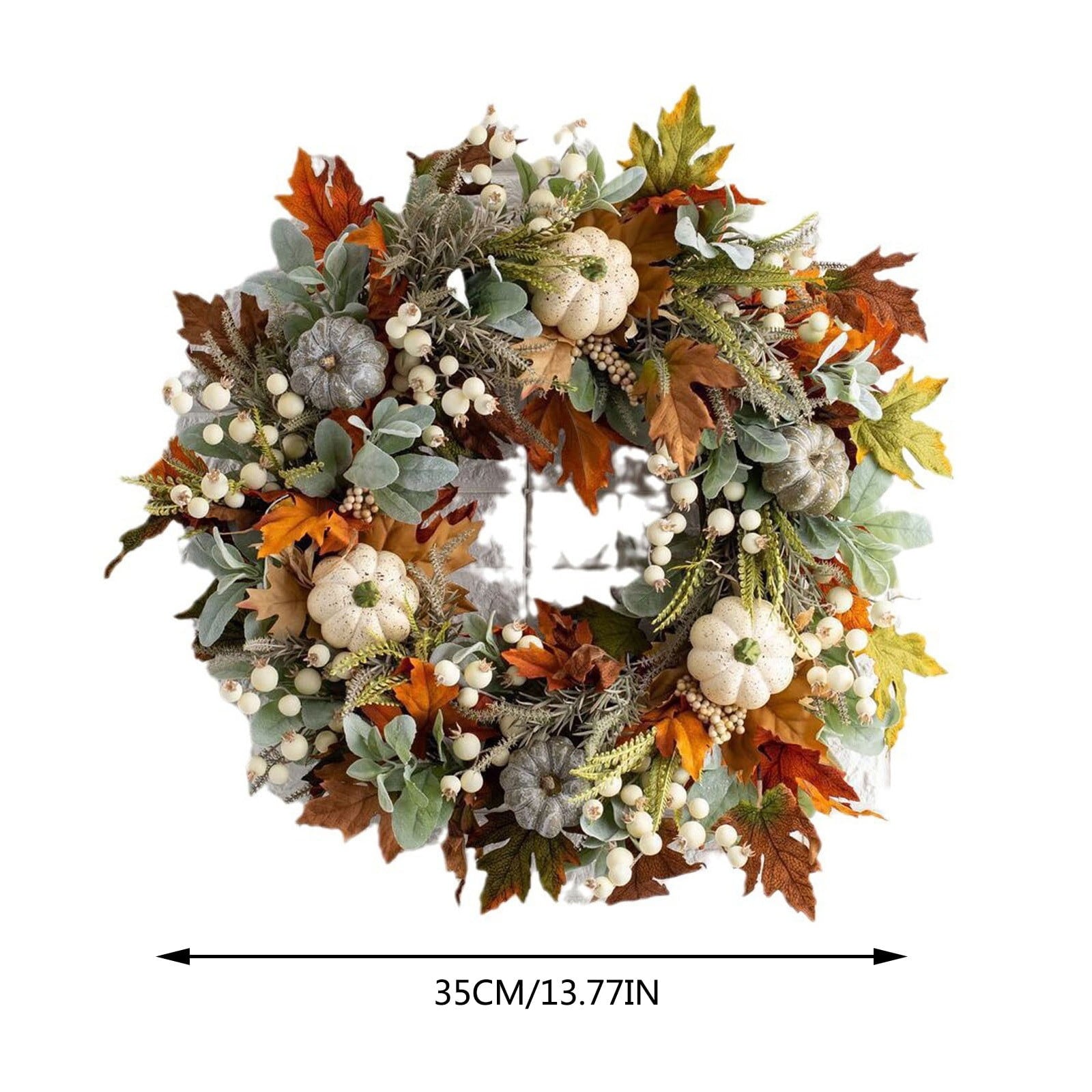 Fall Peony and Pumpkin Wreath for Front Door - Thanksgiving Wreath, Year Round Durable Farmhouse Wreath with Maple Leaves, Berries, Pinecones, and Pumpkins for Thanksgiving, Halloween, Home Decor