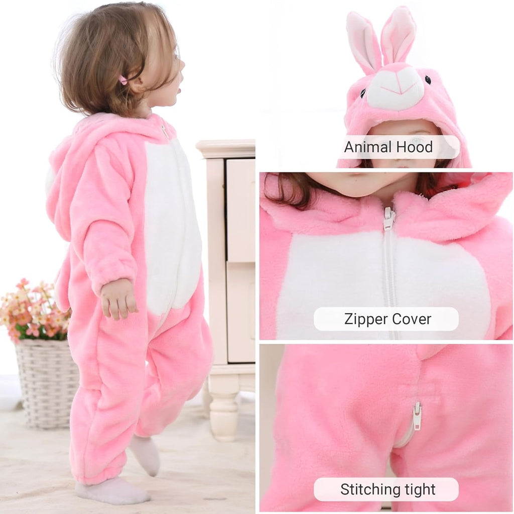 WIBACKER 0-3T Unisex Baby Animal Costume Winter Autumn Flannel Hooded Romper Christmas and Halloween Dinosaur Cosplay Jumpsuit