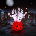 5.9FT Halloween Inflatable Pumpkin Ghost, Built-in LED Lights, Waterproof Polyester for Yard/Garden