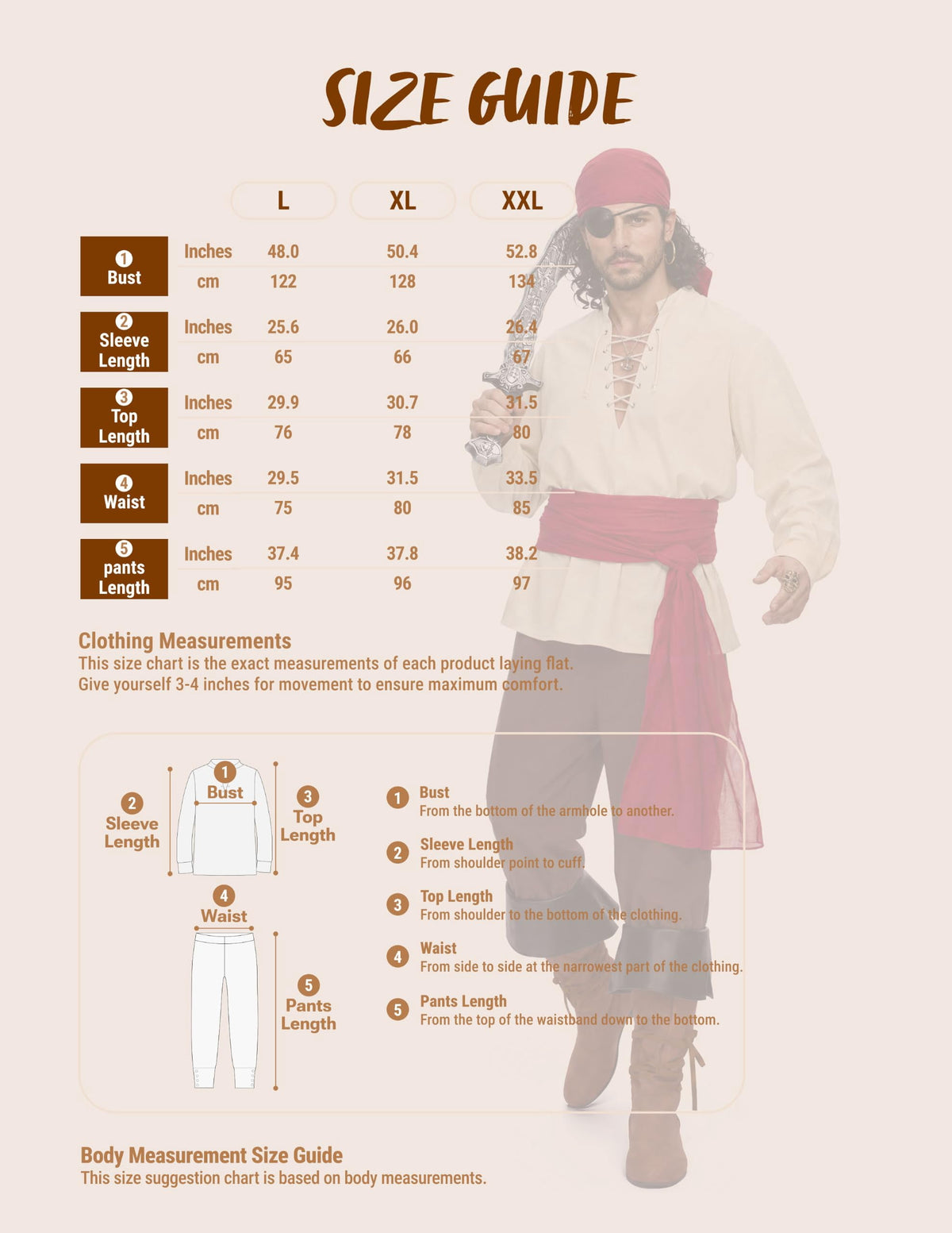 Joyfy Men Pirate Costume Set, Adult Halloween Costume Renaissance Medieval Viking Pirate Costume for Halloween Fancy Dress Up Party Cosplay