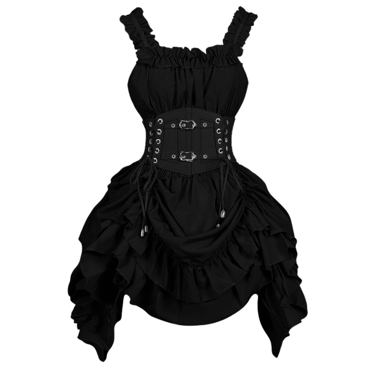 Wiyuqeen Women's Gothic Lace Dress Halloween Vampire Corset Lace-up Mini Dress with Detachable Choker Steampunk Victorian Pirate Dresses