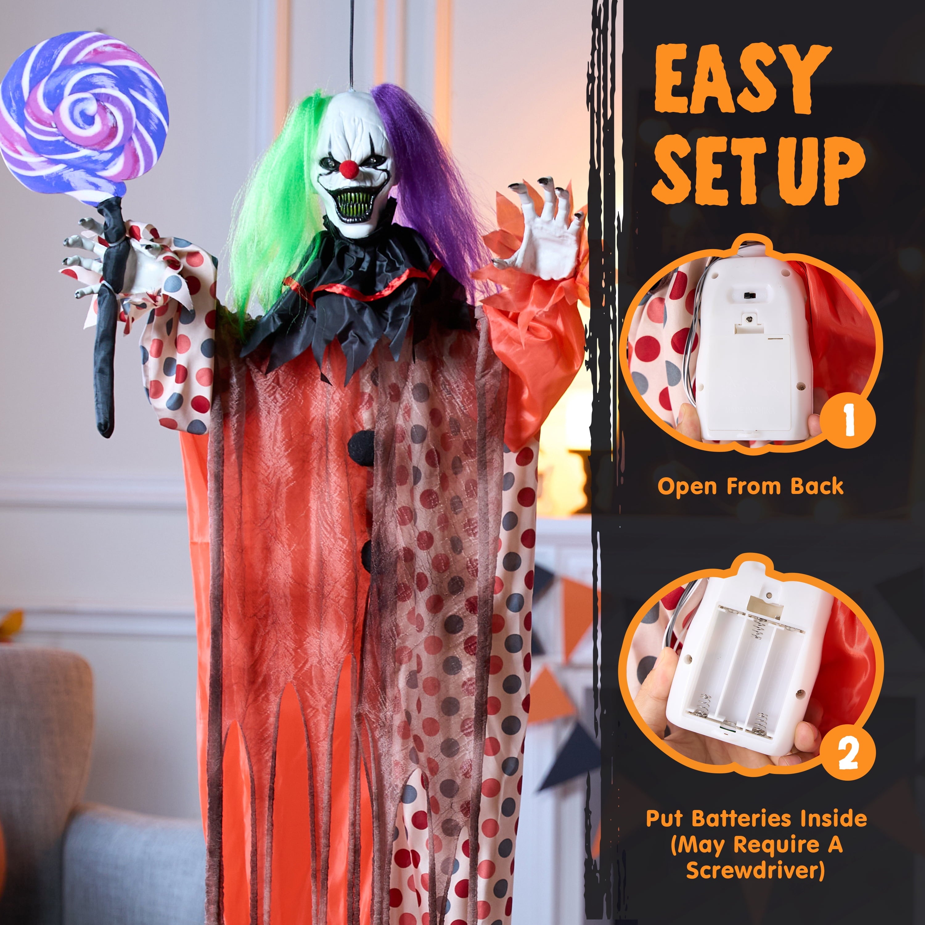 Joyfy 4 Pcs Halloween Decorations Outdoor Hanging Clown Ghost,29" Scary Outdoor Halloween Decor for Halloween Haunted House Decor Props