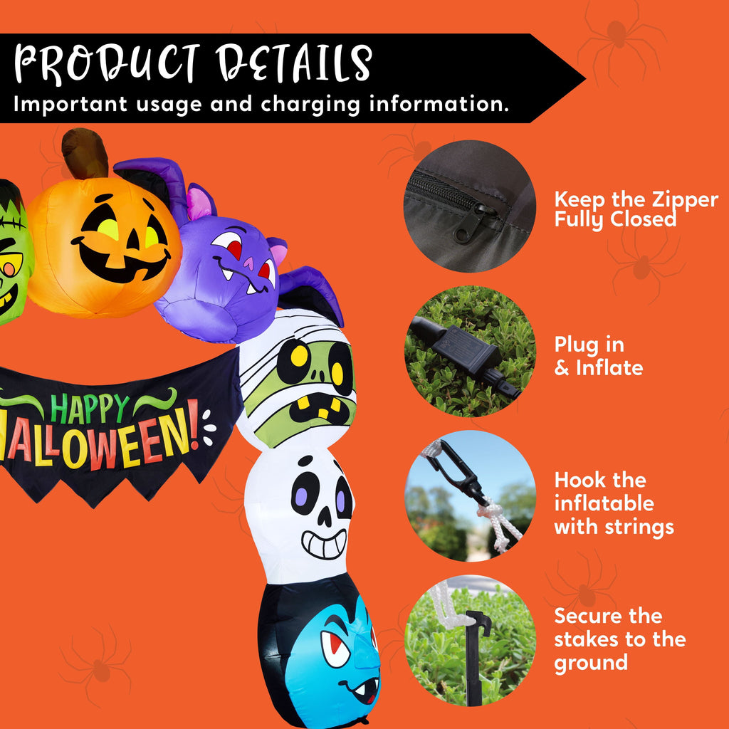Joyfy 6 FT Halloween Inflatable Haunted Castle Decoration,Trunk or Treat Car Decorations Kit Ghost and Pumpkin with Built-in LED Light for Halloween Party Indoor,Outdoor,Yard,Garden Decor
