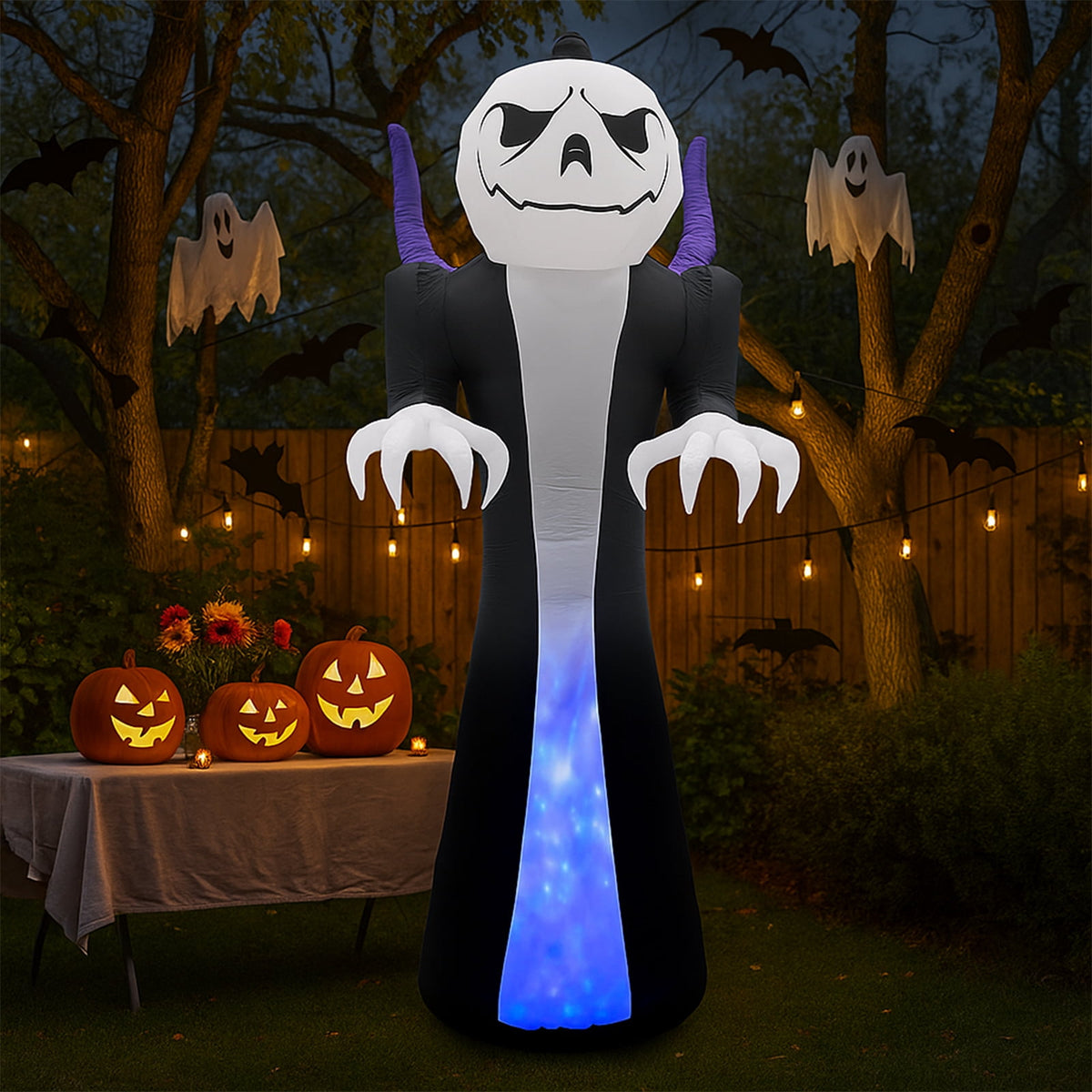 Zimtown 12 FT Halloween Inflatables Ghost Outdoor Halloween Decoration w/ Pumpkins Head