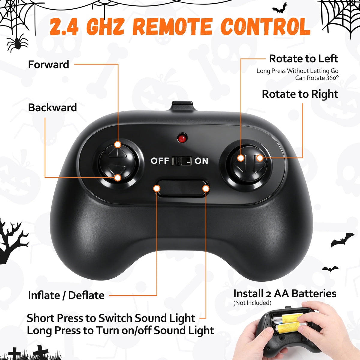 Firstness 2.6ft Remote Control Halloween Inflatable with Music Lights,Pumpkin Spider Car Blow ups Rc Car,Indoor Outdoor Decorations
