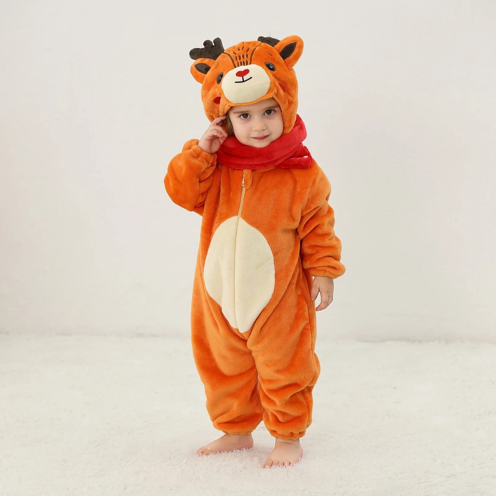 WIBACKER 0-3T Unisex Baby Animal Costume Winter Autumn Flannel Hooded Romper Christmas and Halloween Dinosaur Cosplay Jumpsuit