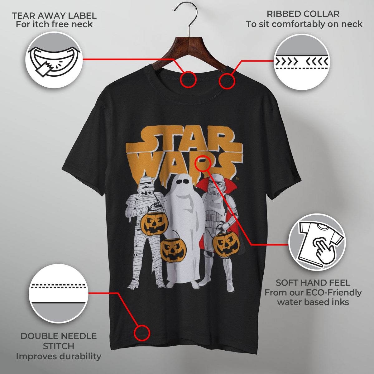 Men's Star Wars Trio Costumes Halloween Logo Tee Color: Black Size: L