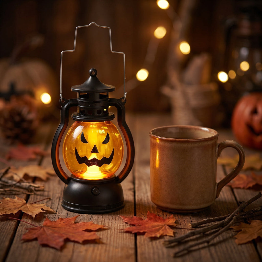 Cheapark Halloween Lanterns Decorations, Battery Operated Black Pumpkin Witch Lanterns, Flickering Light For Indoor Party Home Decor