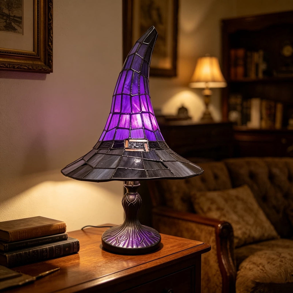 Halloween Decor Witch Hat Lamp, LED Halloween Night Light, Halloween Decorations Indoor, Witchy Decor for Shelf Mantel Table, Gothic Home Decoration