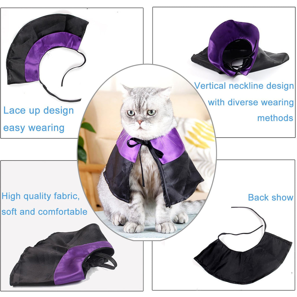 WILLED Halloween Pet Costumes, Cat Wizard Costume, Dog Witch Cloak & Hat, Purple Witch Cloak for Cats, Dogs, Kittens, Puppies, Rabbits, Perfect for Halloween, Parties, Cosplay, and Daily Wear
