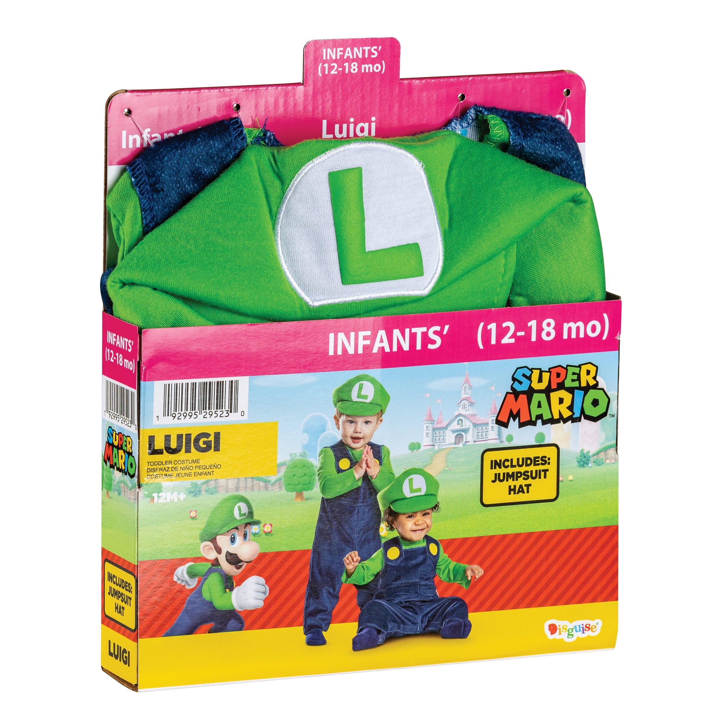 Nintendo Super Mario Bros. Luigi Halloween Costume for Children, Infants Size 6-12M, by Disguise