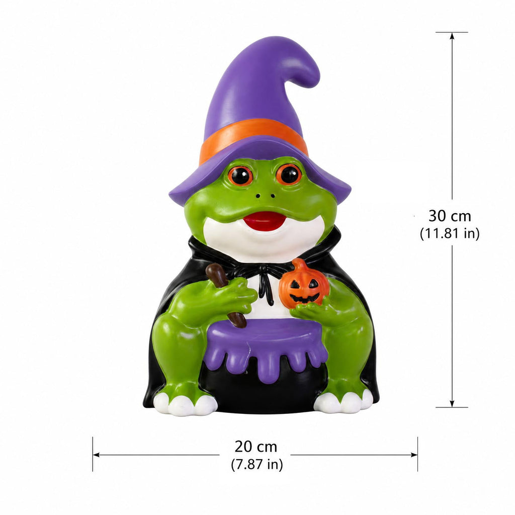 QLUEWX Halloween Witch Frog Blow Mold, Green Witch Hat Frog Figure with Lighted Blow Mold Style, Light Up Frog Statue for Porch Yard Haunted House Indoor Outdoor Home Halloween Decoration