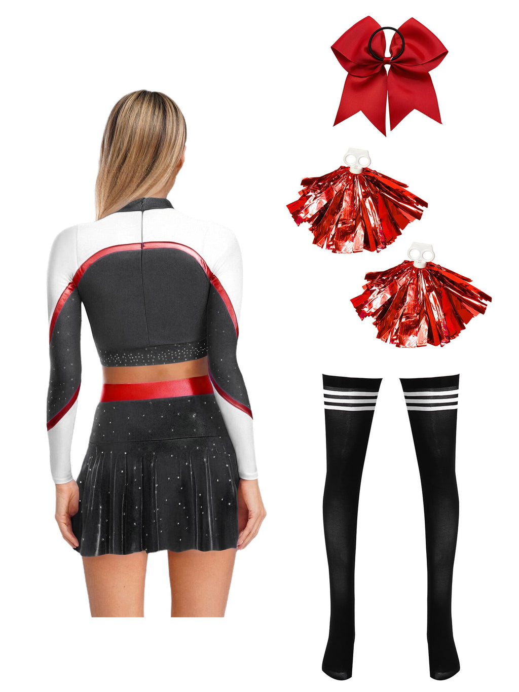 iiniim Womens Cheer Leader Costumes Set Schoolgirl Cheerleading Cosplay Halloween Party Uniform Purple XL