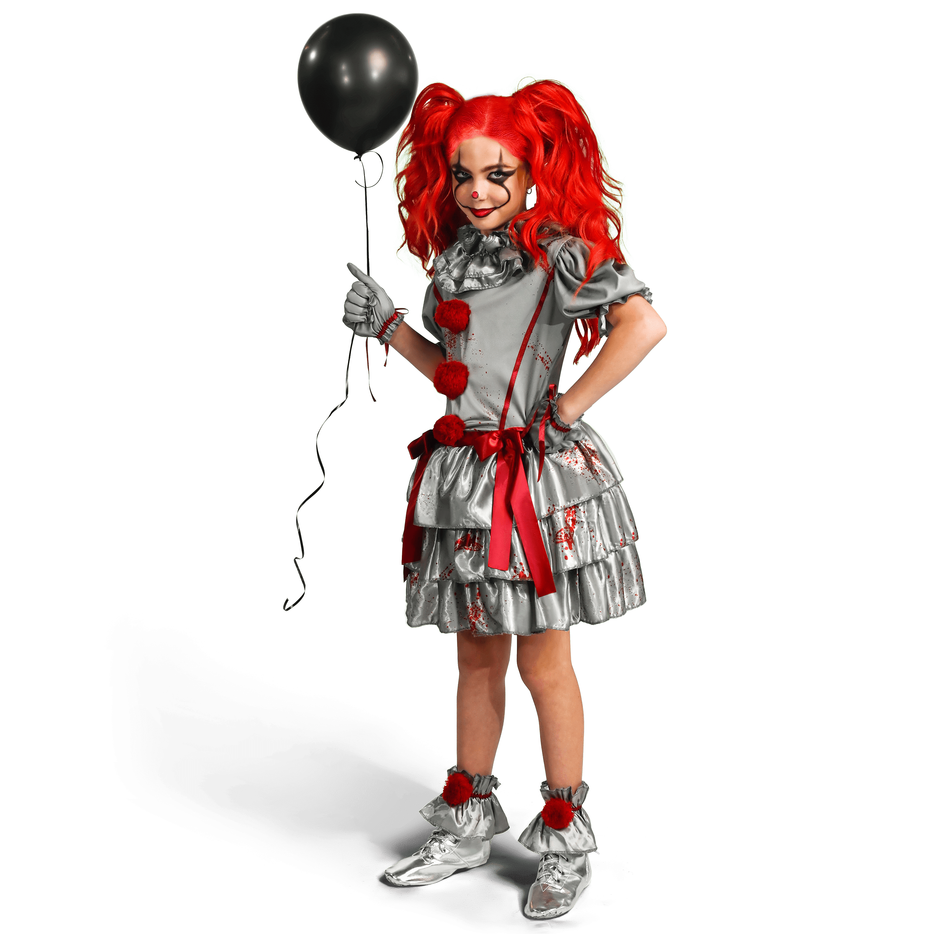 Joyfy Girls Clown Costume, Evil Clown Dress, Halloween Scary Jester Costume for Girls Halloween Dress Up, Fancy Dress Cosplay Party