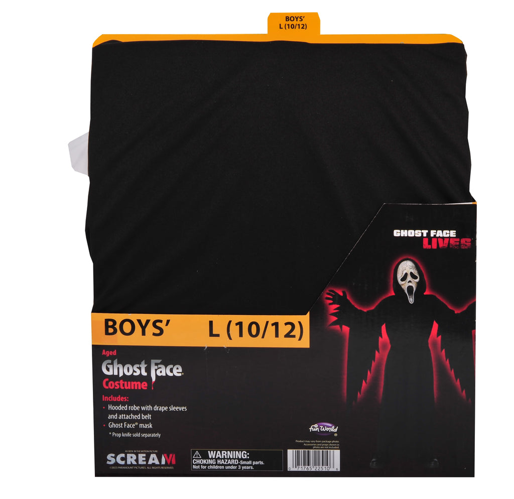 Aged Ghostface 2pc, Halloween Costume for Children, Boys Size L (10/12), by Fun World