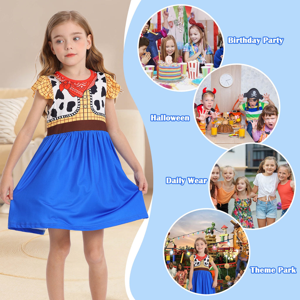 Benylion Girls Cowgirl Costume Summer Dress Toddler Princess Dress up for Kids Birthday Outfits Halloween Role Play Clothes for 3-4 Years