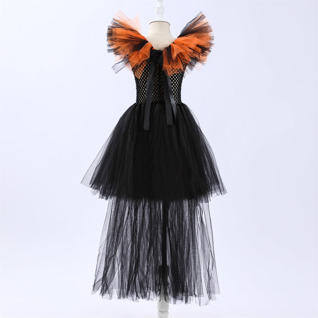 HNMKIU Halloween for Girls Toddler Kids Baby Girls Magnificent Witch Halloween Black Gown Fancy Dress Up Cosplay Party Tutu Dress Dresses E - 18-24 Months