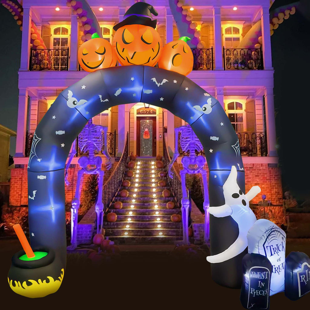 GVDV 10 FT Halloween Inflatables Archway Outdoor Decorations, Scary Halloween Arch Blow Up Yard Decorations for Front Yard Lawn Garden Decor