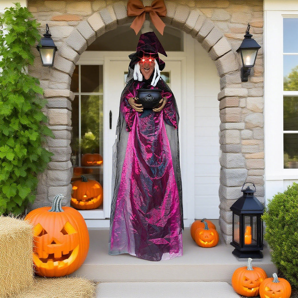 ZTTD Life Size Hanging Witch Halloween Decor (71 Inches) | Sound & Touch Activated Talking Halloween Decorations | Witch Props Excellent Choice for Haunted House | Indoor & Outdoor Animated Prop