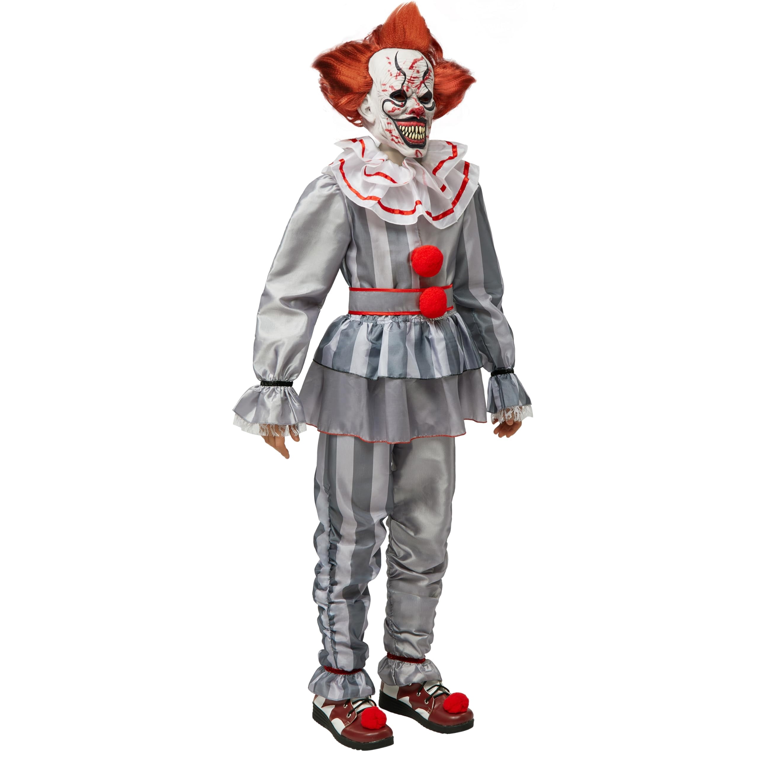 Joyfy Girls Clown Costume, Evil Clown Dress, Halloween Scary Jester Costume for Girls Halloween Dress Up, Fancy Dress Cosplay Party