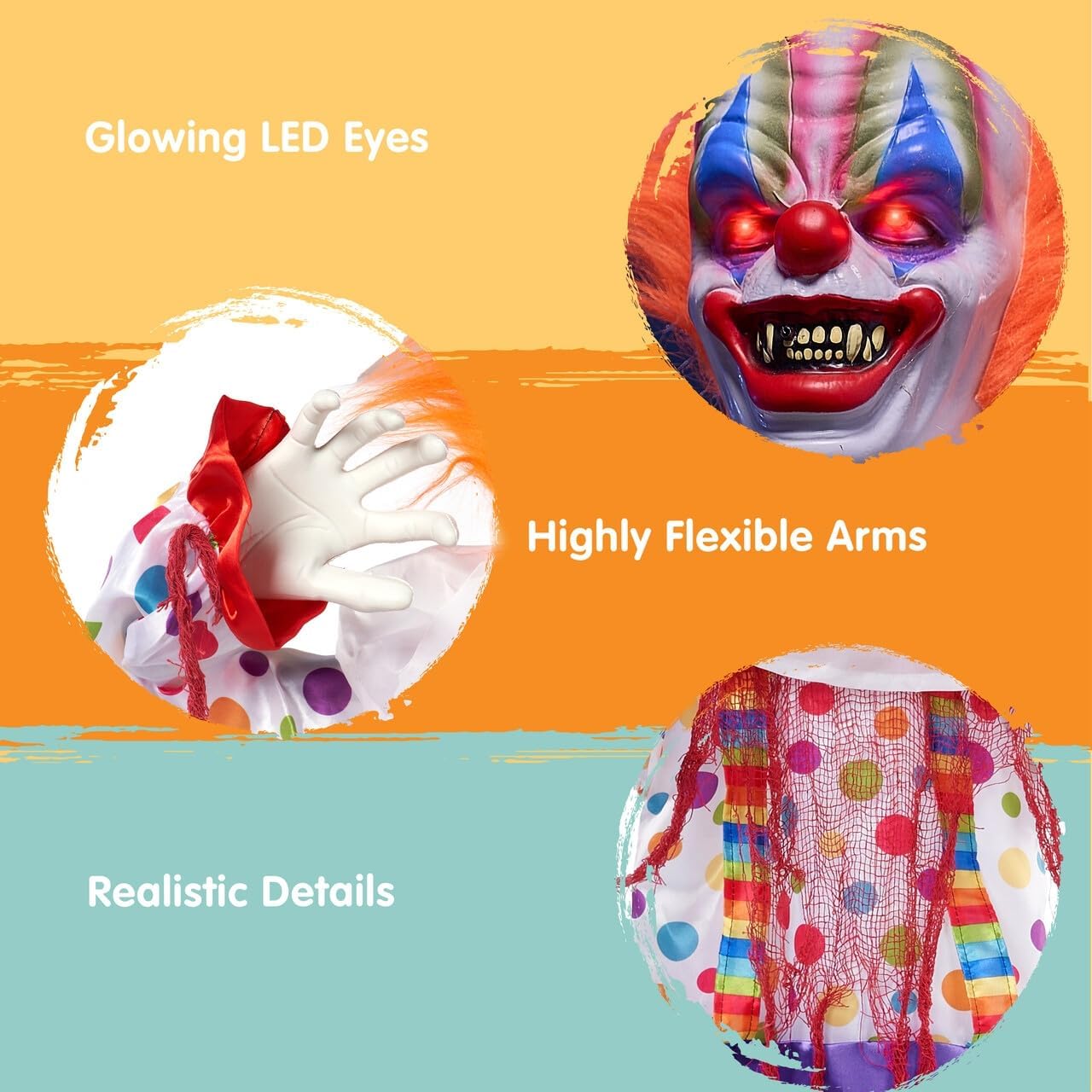 Joyfy 4 Pcs Halloween Decorations Outdoor Hanging Clown Ghost,29" Scary Outdoor Halloween Decor for Halloween Haunted House Decor Props