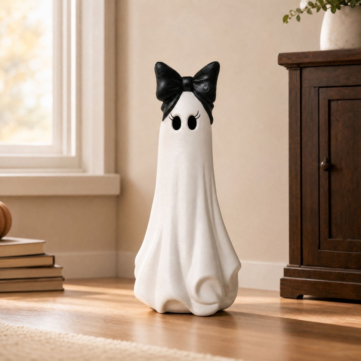 Halloween Decorations Clearance! Cute Kissing‑Face Witch Statue With Bow Hat & Mesh Skirt, Tabletop Ornament for Shelf Indoor Home Halloween Decor