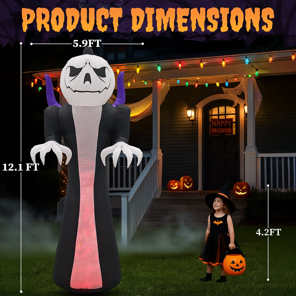 Zimtown 12 FT Halloween Inflatables Ghost Outdoor Halloween Decoration w/ Pumpkins Head