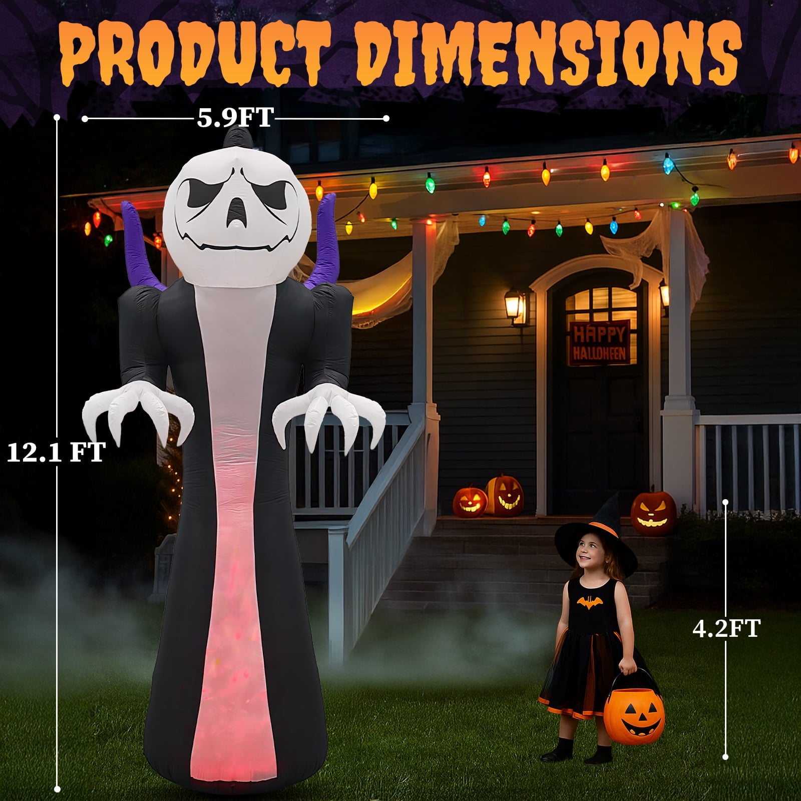 Ktaxon 12' Halloween Inflatables Outdoor Halloween Decoration Giant Ghost Blow up Decor