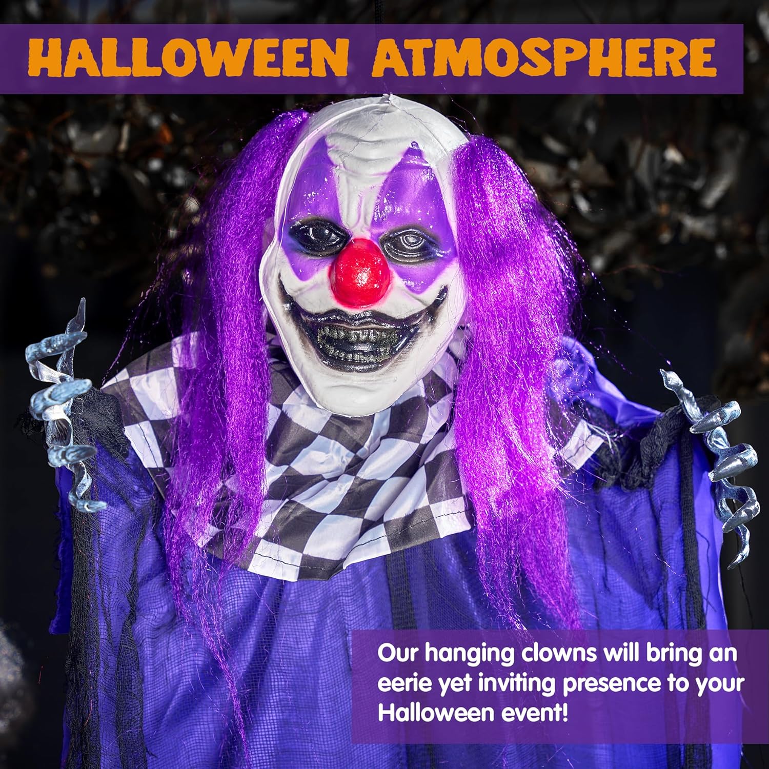 Joyfy 4 Pcs Halloween Decorations Outdoor Hanging Clown Ghost,29" Scary Outdoor Halloween Decor for Halloween Haunted House Decor Props