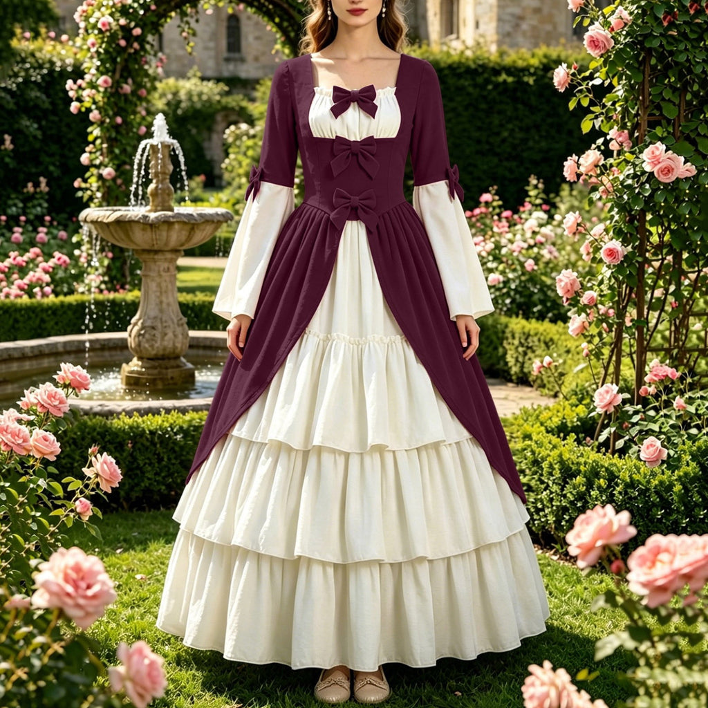 Gothic Dresses for Women Medieval Renaissance Halloween Costume Lace Up Corset High Low Ruffle Hem Square Neck Vintage Gown