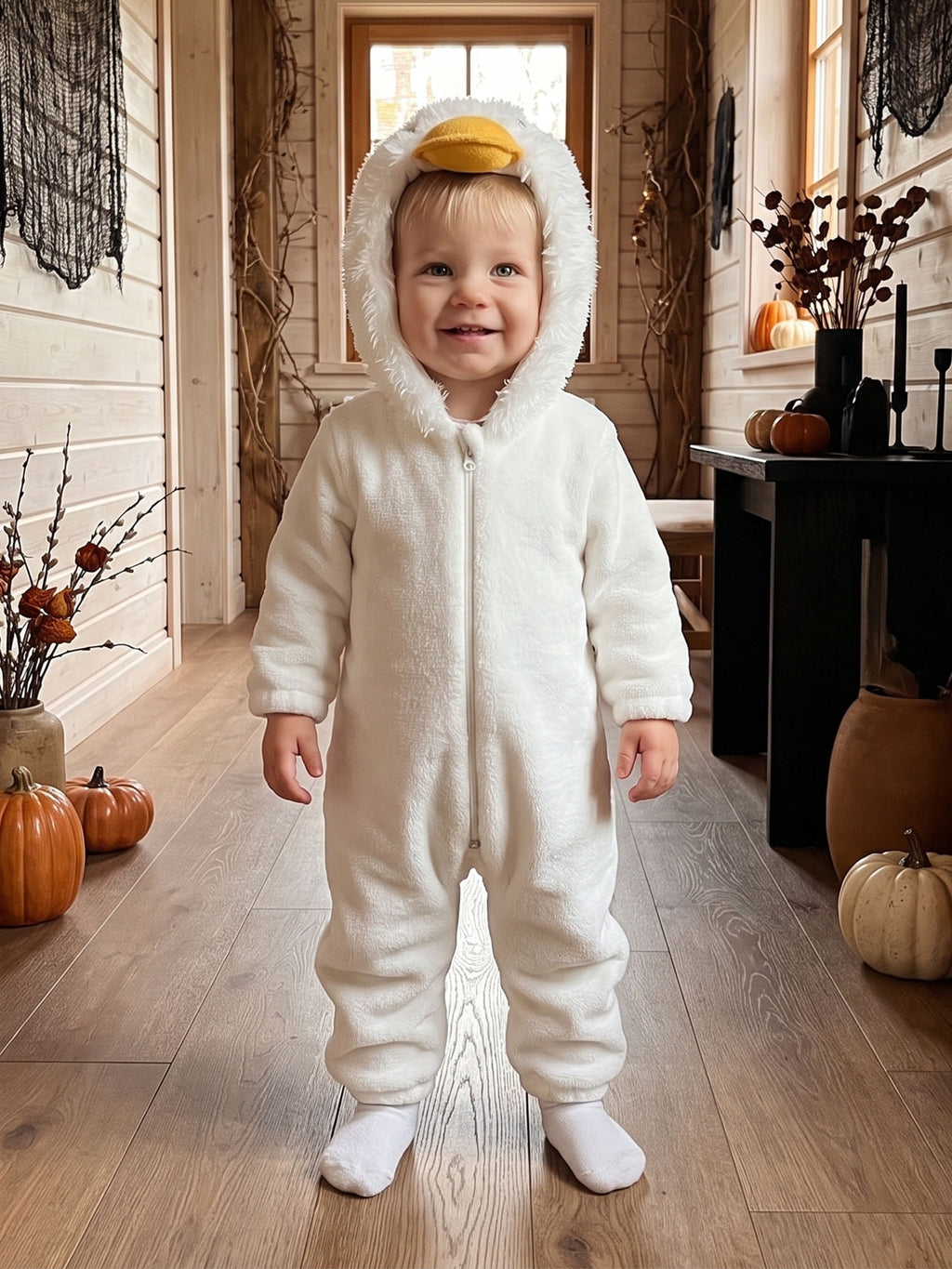 RUINIXCW Toddler Baby Girl Boy Halloween Chick Costume Cosplay Outfit Infant Fall Winter Clothes Snowsuit Fleece Jumpsuit Long Sleeve Hooded Romper