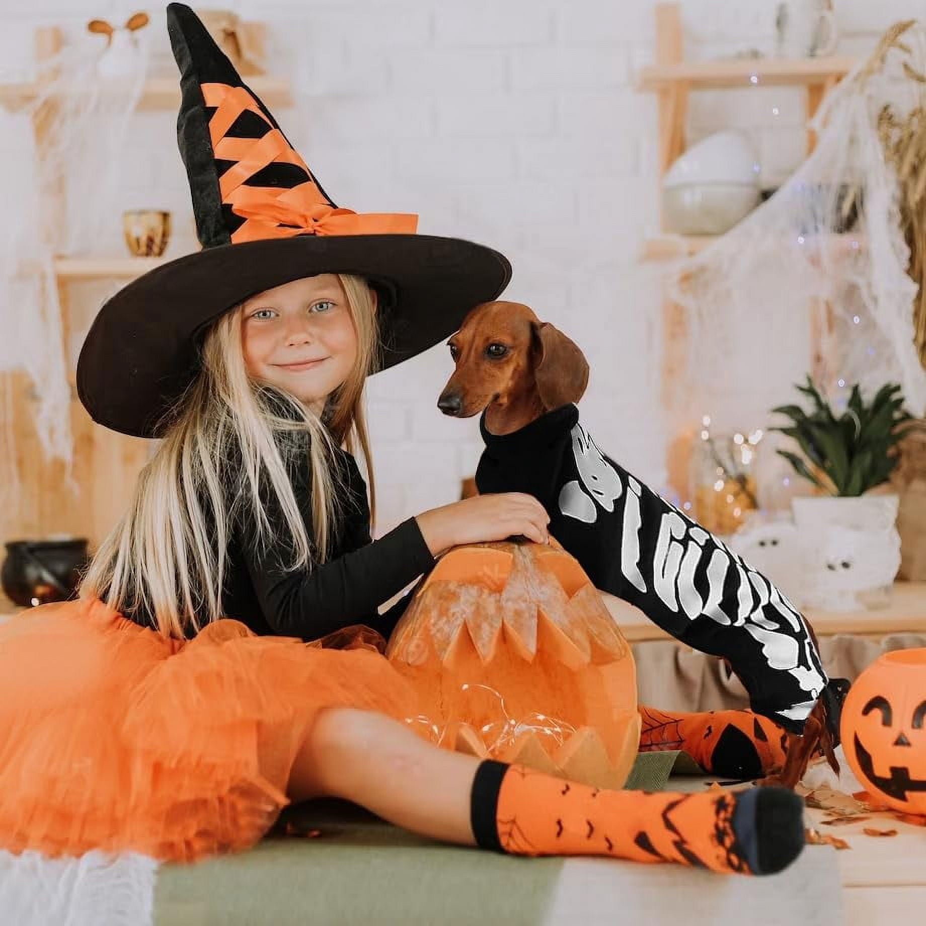 WILLED Halloween Skeleton Costume for Dogs and Cats, Pet Skeleton Jumpsuit Cosplay for Small Medium Large Dogs, Dress Up Apparel