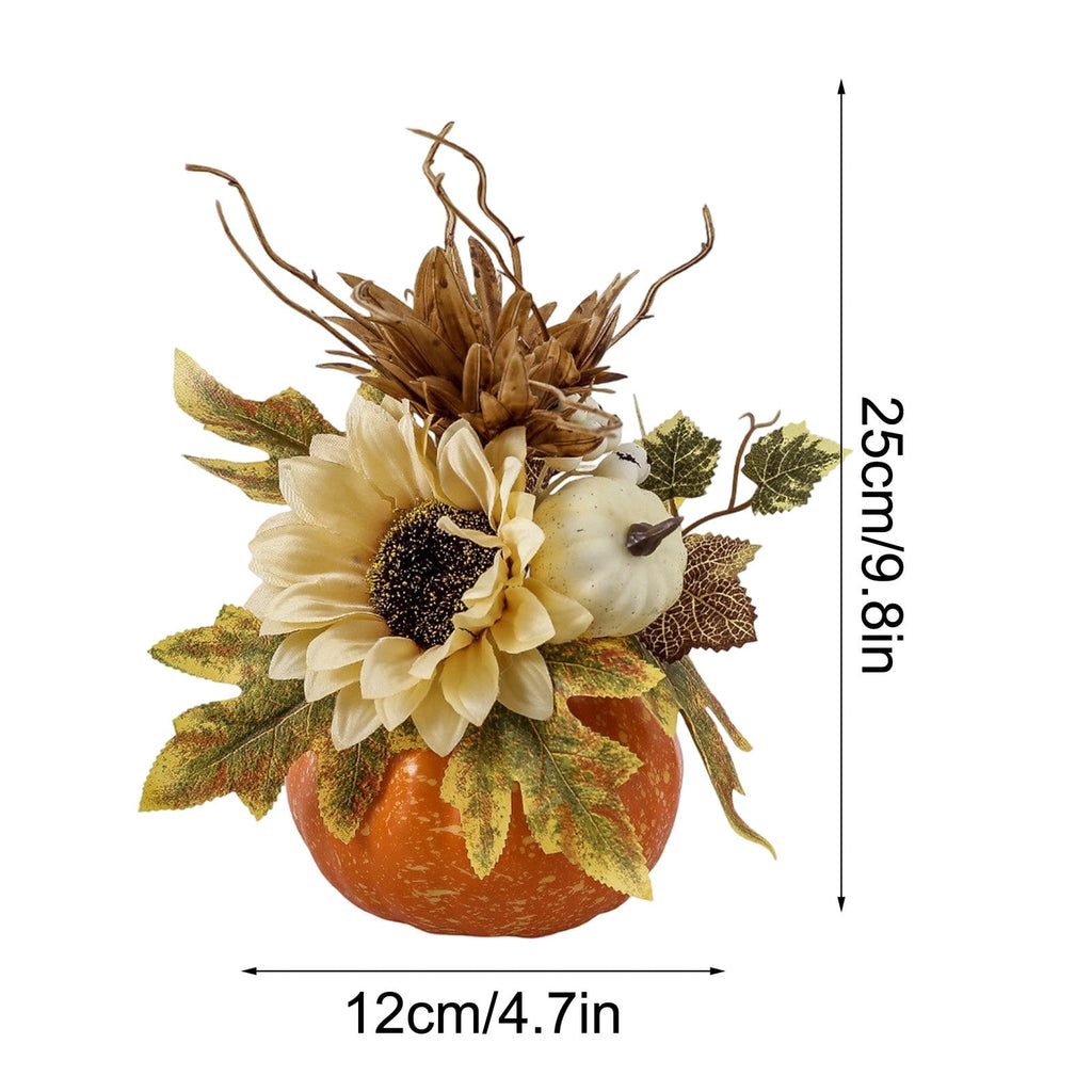 Taicans ‌12in Fall Decor Pumpkin Centerpiece - Lightweight Foam Halloween & Thanksgiving Table Decor with Sunflower & Maple Leaves - Autumn Festival Home,Café Decorations