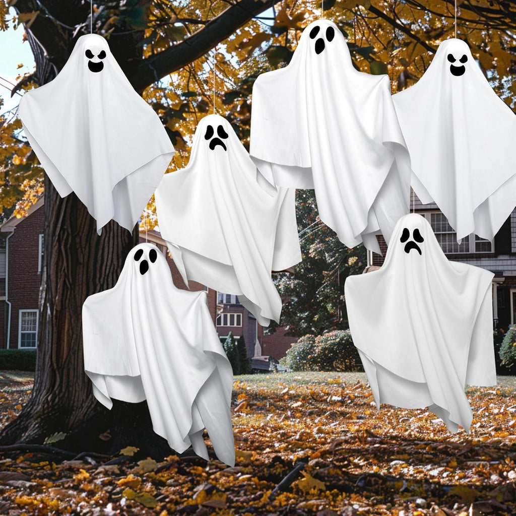 Joyfy 3 Pack Halloween Hanging Ghosts Decorations,27.5" Cute Scary Flying Ghosts Outdoor Hanging Halloween Decorations Yard Decorations