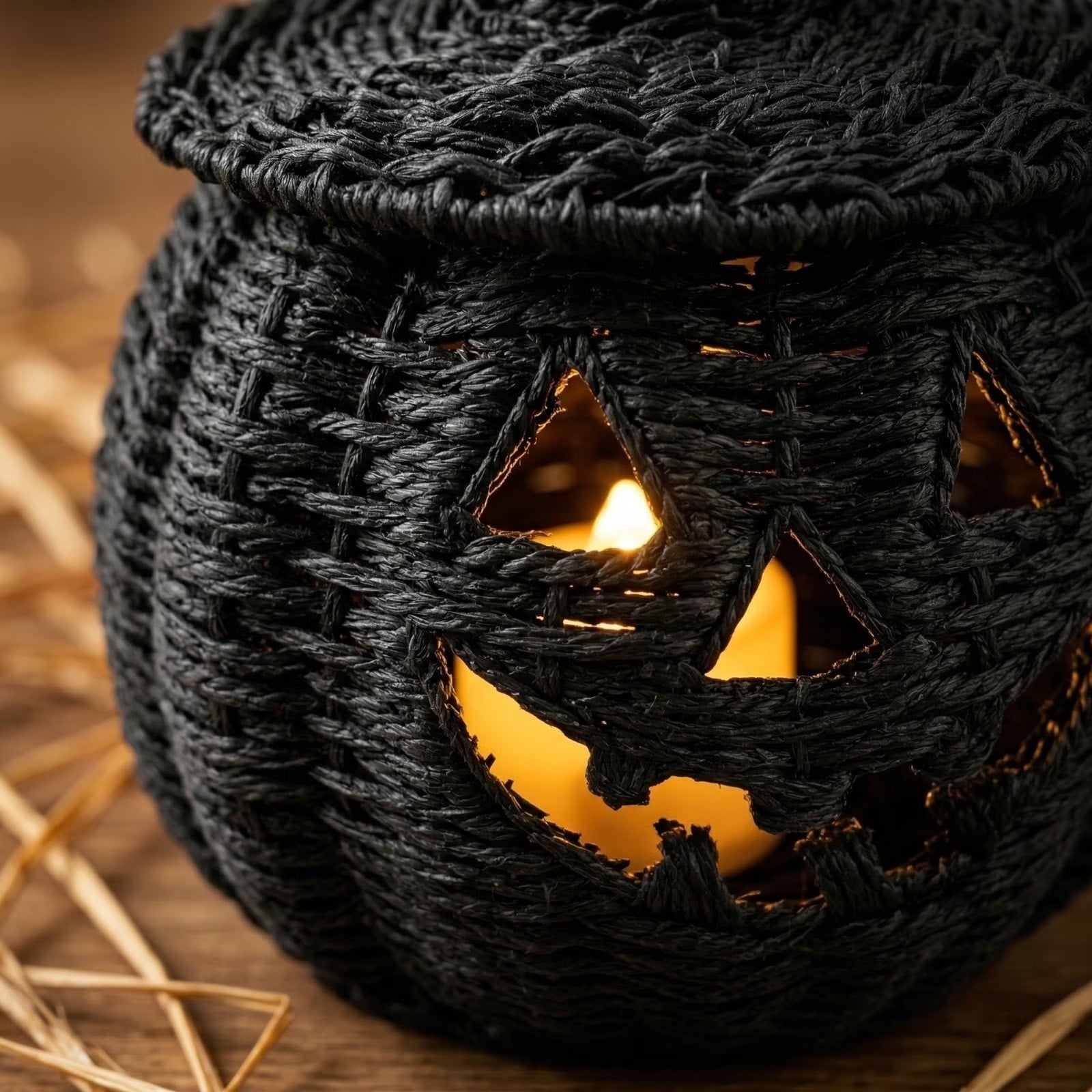 Halloween Woven Seagrass Pumpkin For Spooky Halloween Candy Storage And Home Decor, Black Handcrafted Witch Hat Woven Seagrass Pumpkin For Festive Parties, Premium Decorative Woven Seagrass Pumpkin