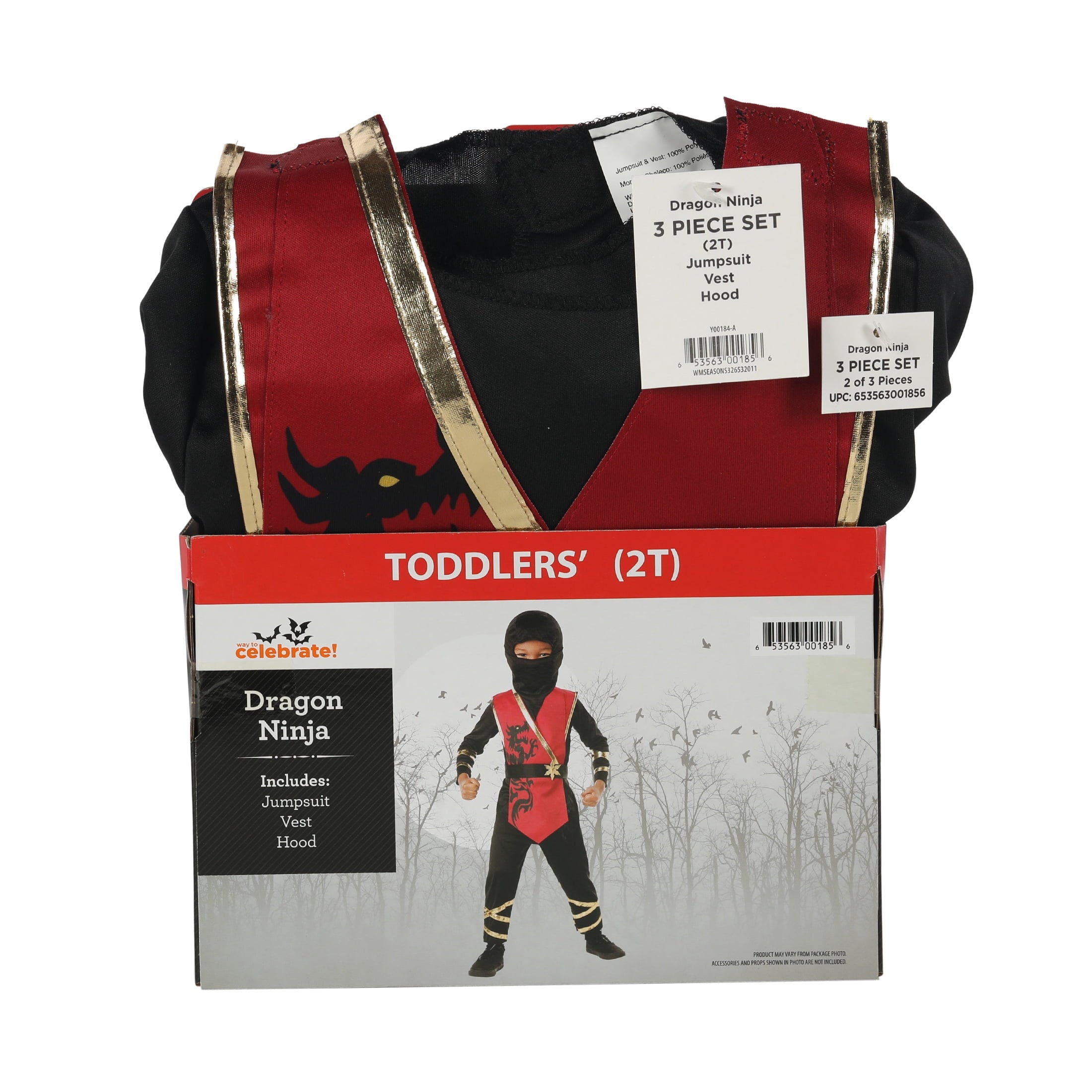 Dragon Ninja Halloween Costume for Toddler, Size 2T, by Way to Celebrate