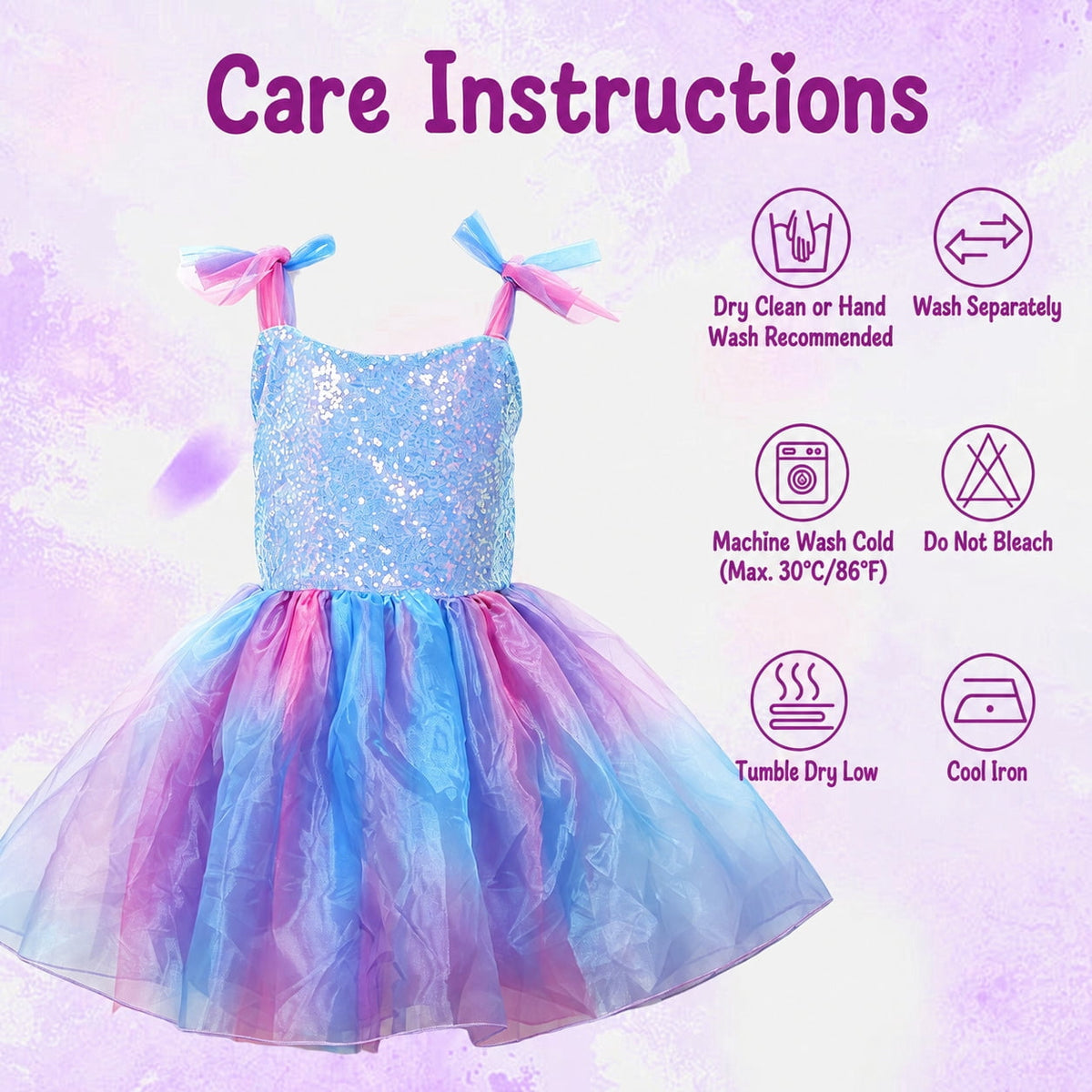 WonderStone Princess Dress for Girls, Light-Up Fairy Costume Dress-Up with Luxury Accessories, Purple Tutu Outfit for Birthday Parties, Kids & Toddlers Ages 5-6