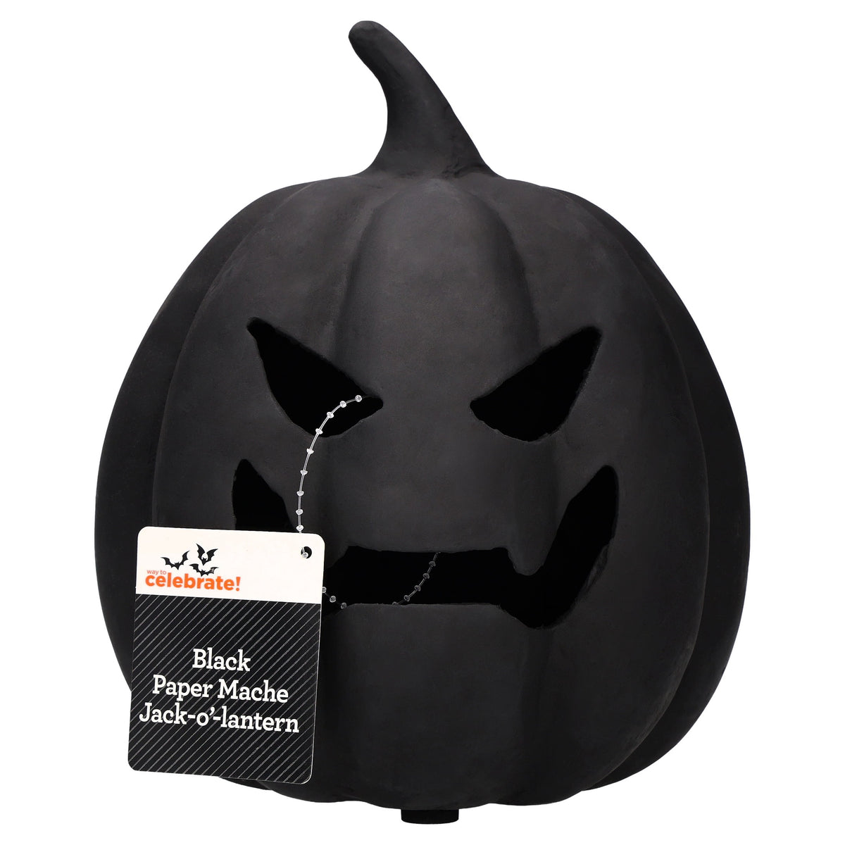 Paper Mache Jack-o'-Lantern Decoration, Black, 8.25", Halloween by Way To Celebrate