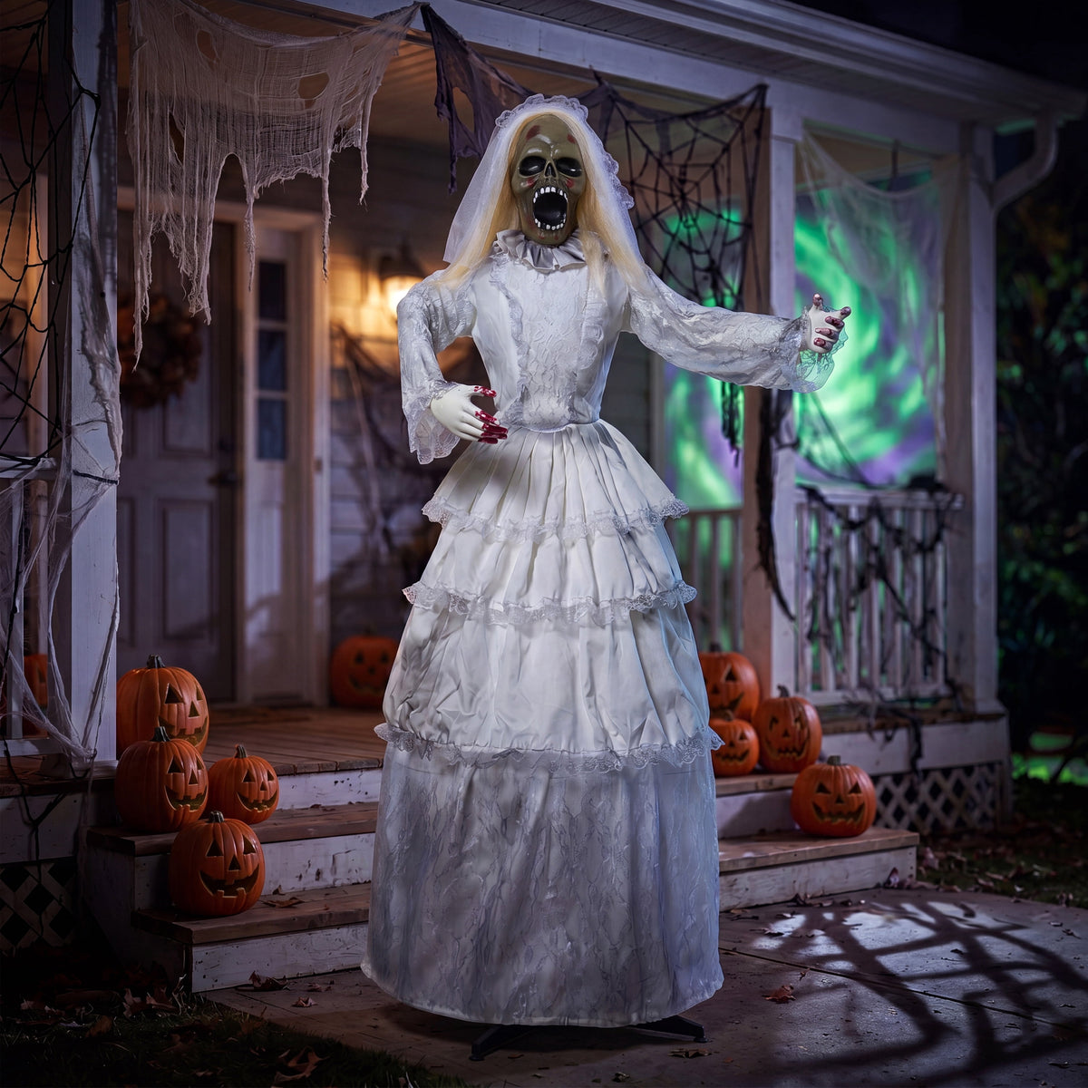 Joyfy 5ft Drinking Skeleton Halloween Animatronic Decorations, Outdoor Haunted Props with Endless Liquid Pouring Effect, Green LED Lights & Spooky Sounds, Life-Size Skeleton for Garden Yard Lawn