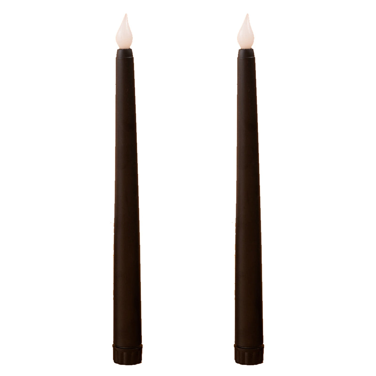 TOPRenddon Black Flameless Taper Candles, Flickering Battery Halloween LED Candlesticks Set of 2, Gothic Wedding Decor