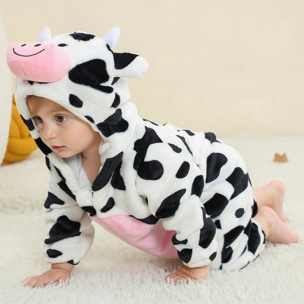 WIBACKER 0-3T Unisex Baby Animal Costume Winter Autumn Flannel Hooded Romper Christmas and Halloween Panda Cosplay Jumpsuit