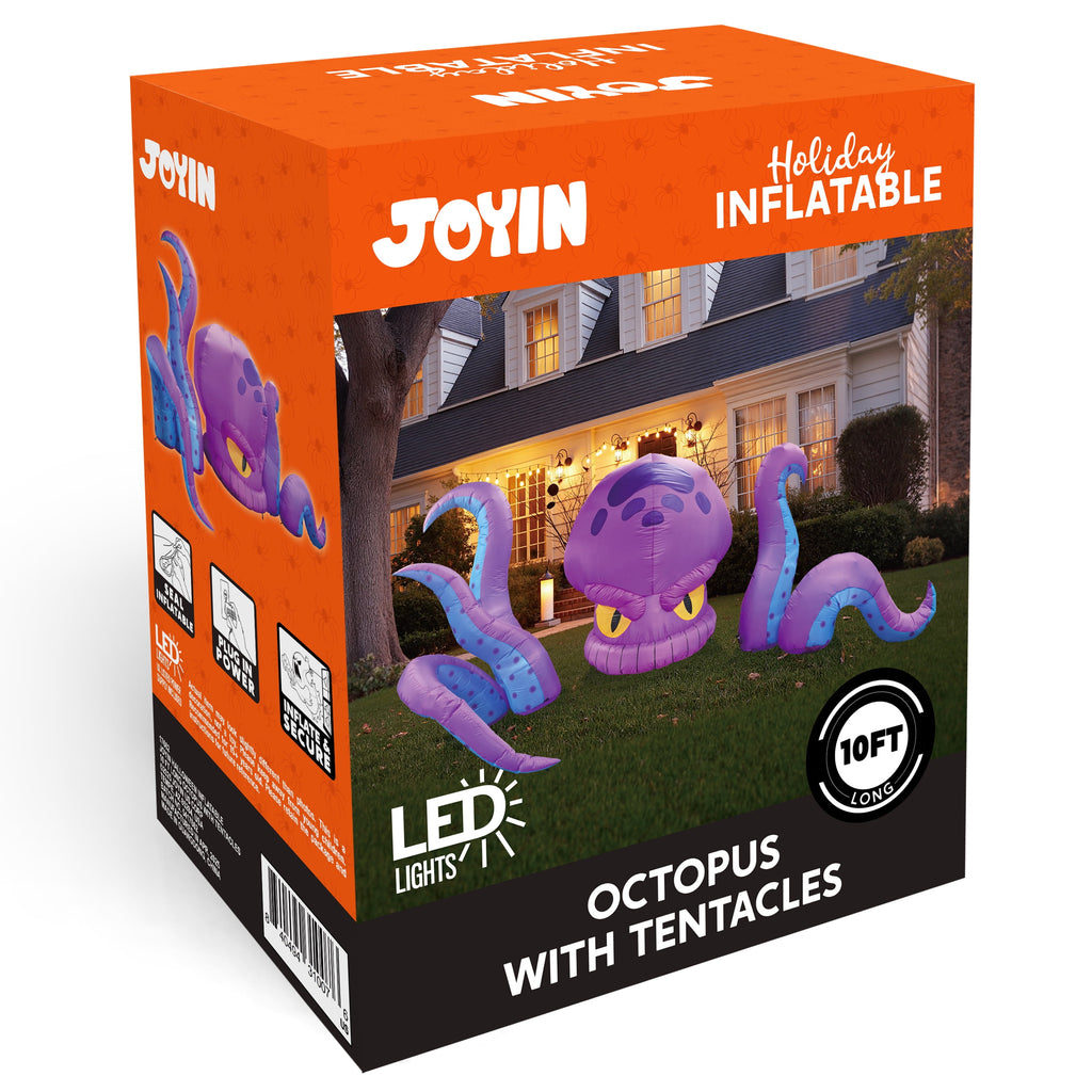 Joyfy 5.5ft Halloween Inflatables Long Light Up Skeleton Ground Breaker Halloween Inflatables Outdoor Decorations,Blow up Halloween Yard Decorations