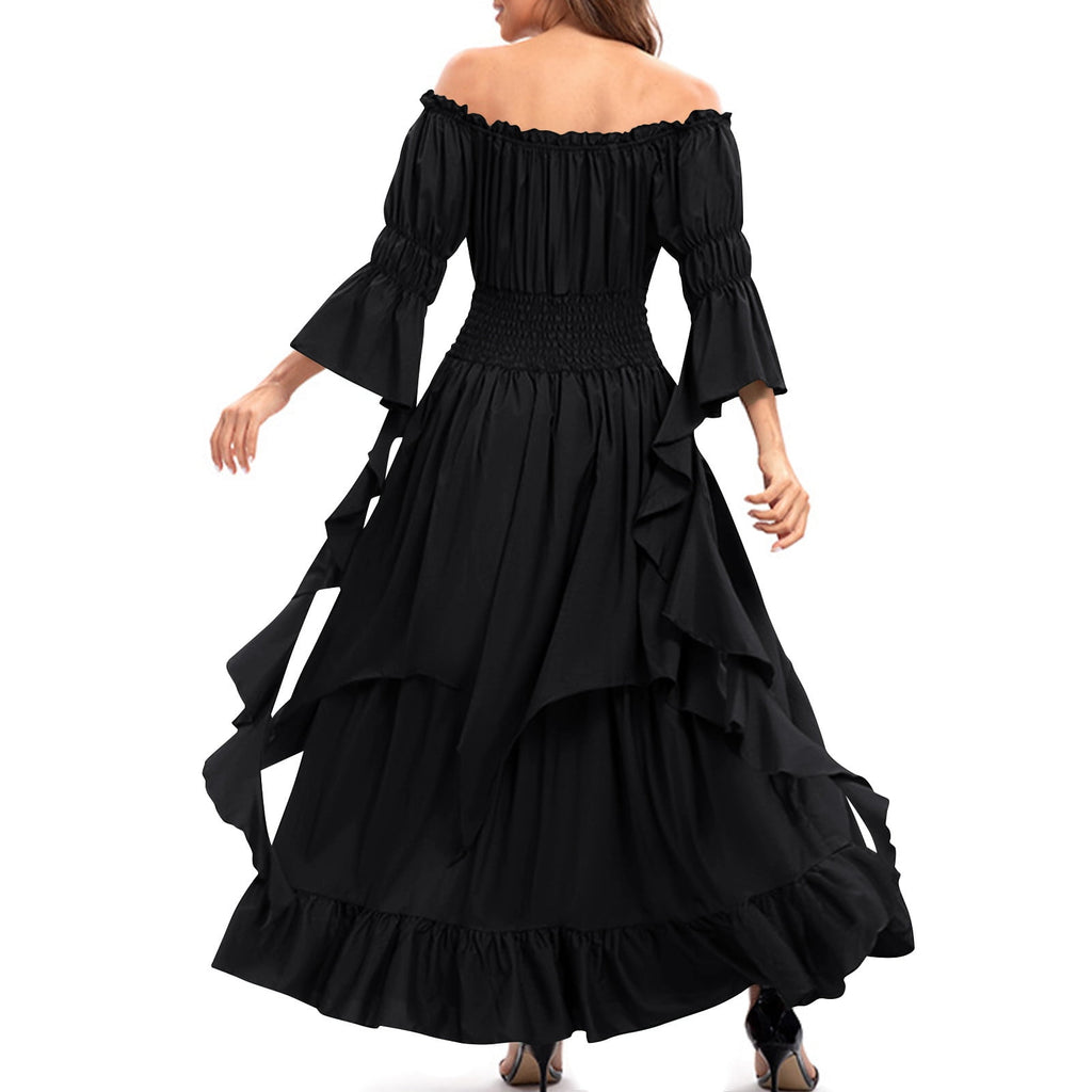 LYXSSBYX Maxi Dresses for Women Women's Long Sleeve Neck Dress Floor Length Cosplay Dress Plus Size Dress