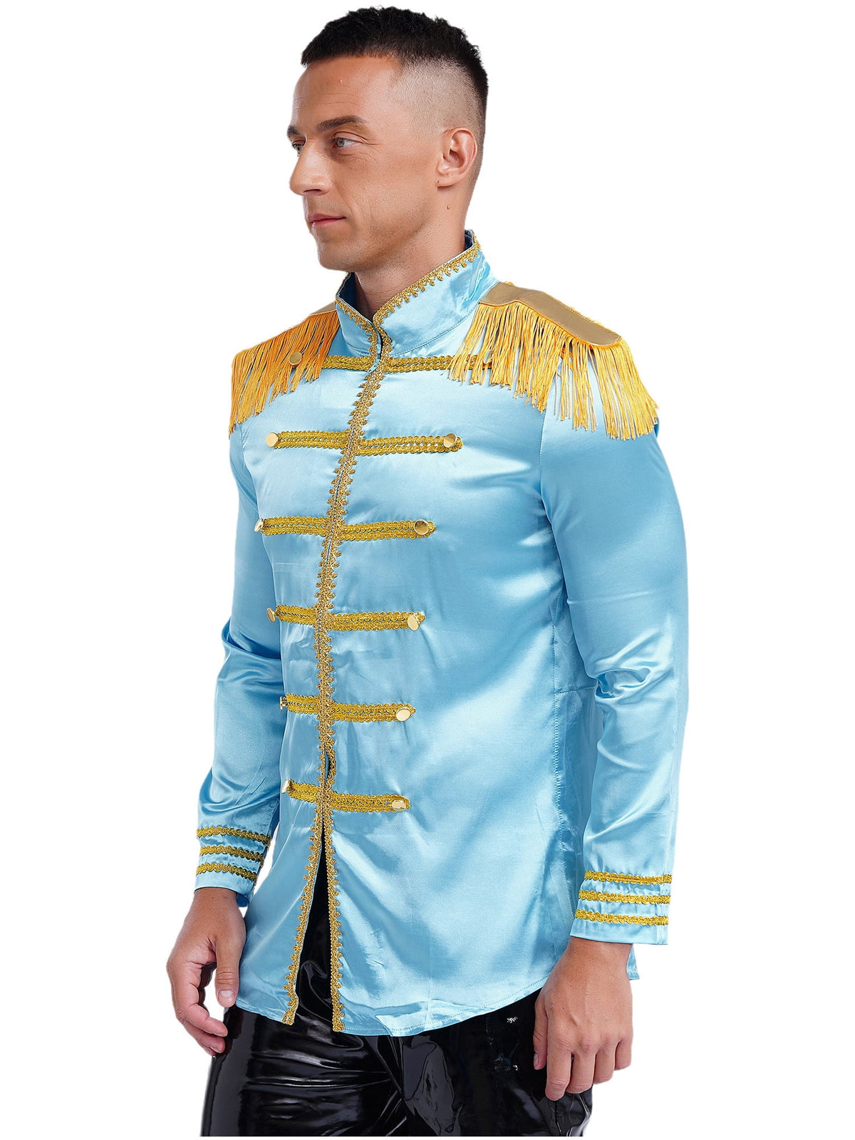 Eandarui Men's Halloween SGT Sergeant Pepper Costume Jacket Fancy Dress Hippie Music Star 1960s Shirt Red S